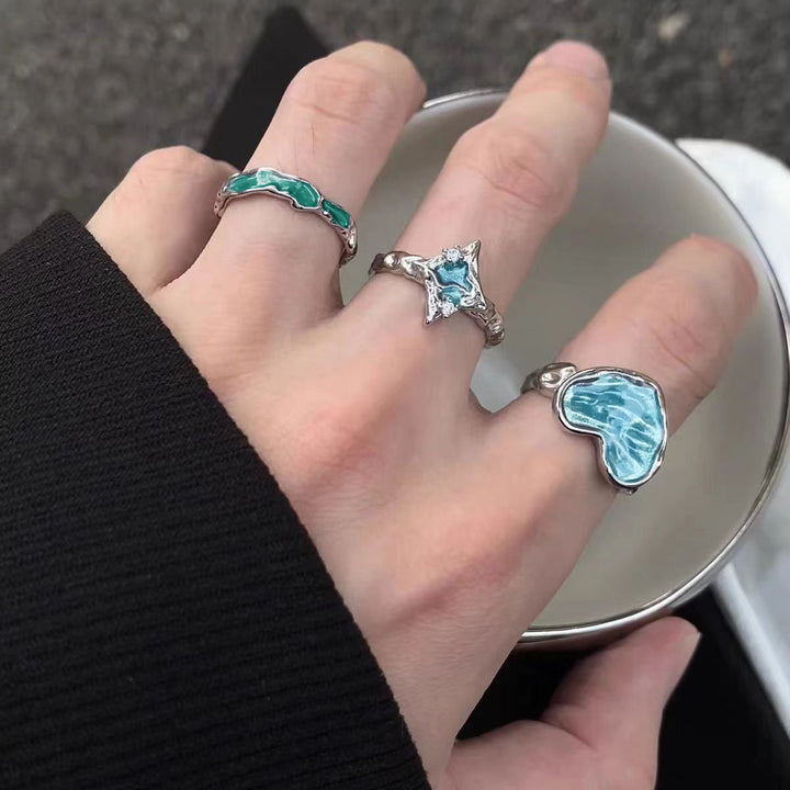 Silver Ring with Blue Heart-Shaped Stone VIP