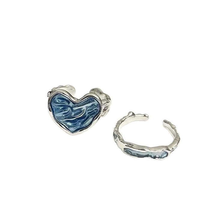 Silver Ring with Blue Heart-Shaped Stone VIP