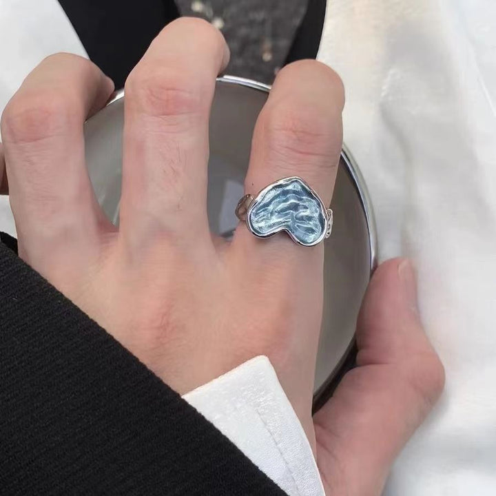 Silver Ring with Blue Heart-Shaped Stone VIP