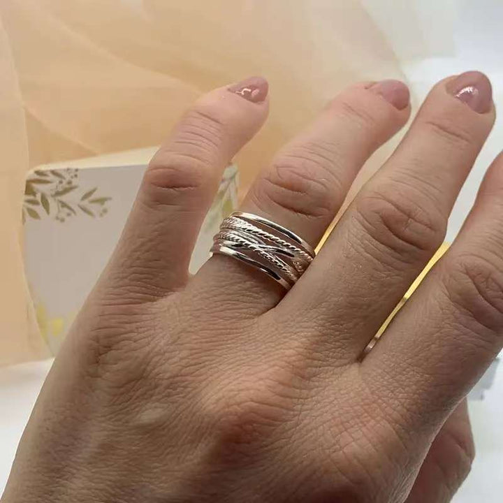 Layered Silver Pearl Ring