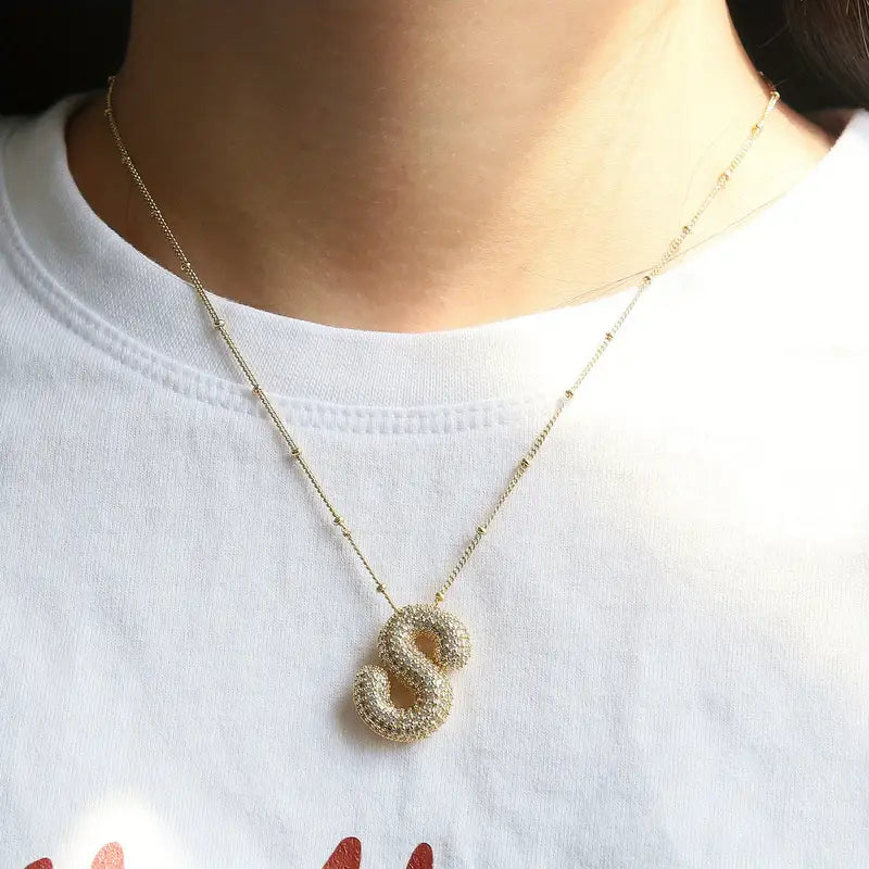 Gold Initial Necklace Set