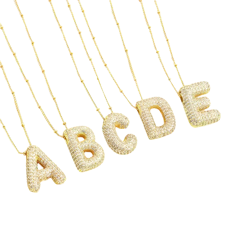 Gold Initial Necklace Set