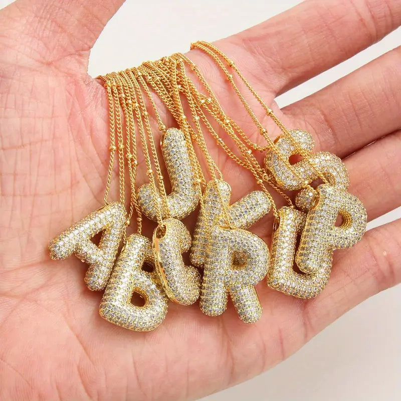 Gold Initial Necklace Set