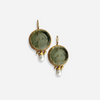 Vintage Green Stone and Pearl Earrings