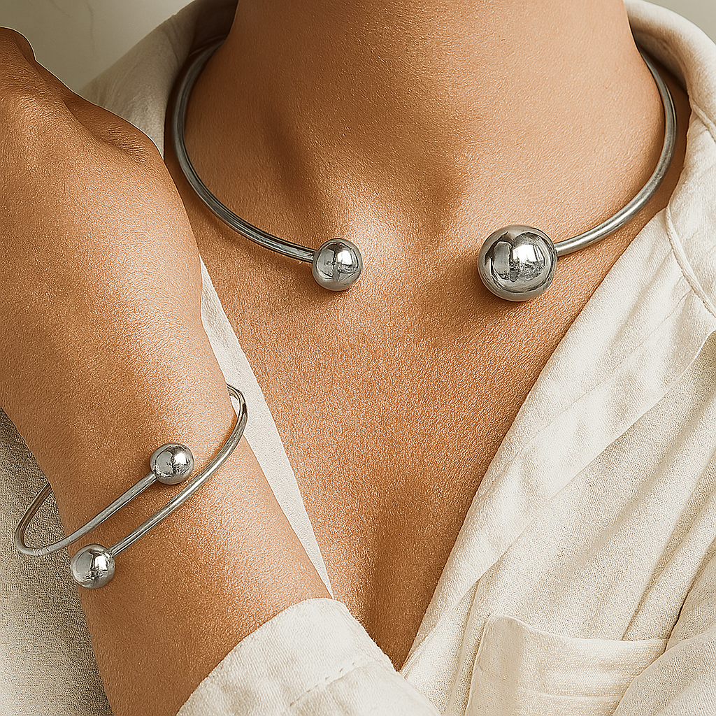 Gold Ball Cuff Bangle