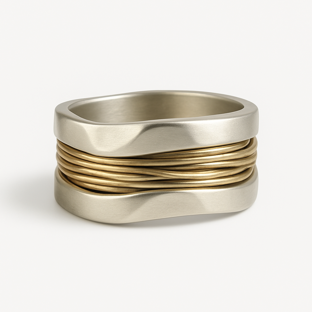 Silver and Gold Wire Ring