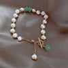 Pearl and Green Stone Toggle Bracelet