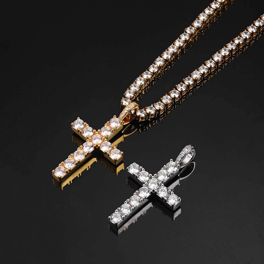 Golden Moissanite Cross Necklace VIP