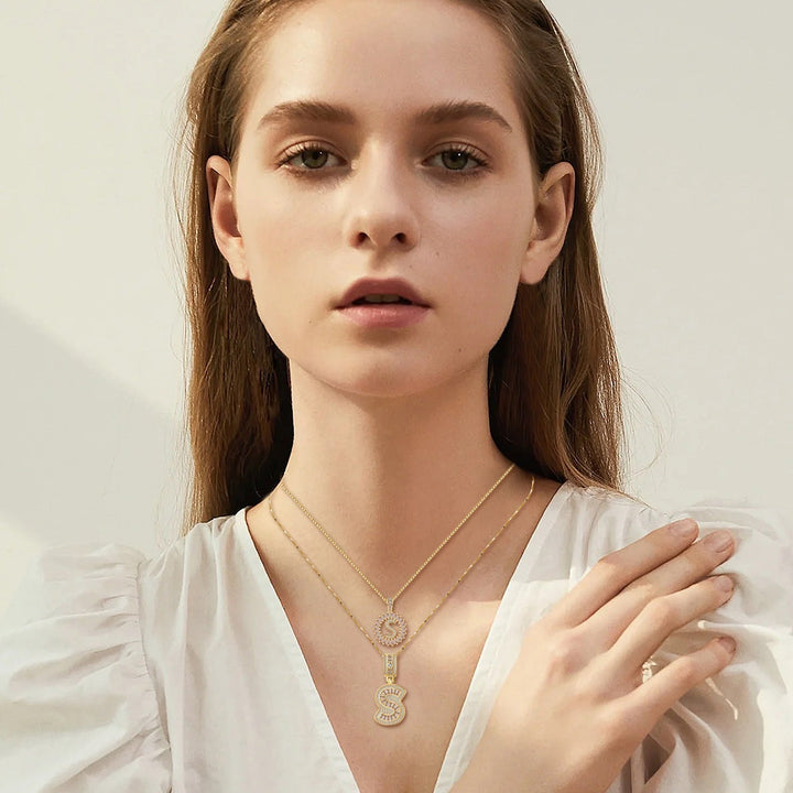 Golden Moissanite Letter Necklace Set