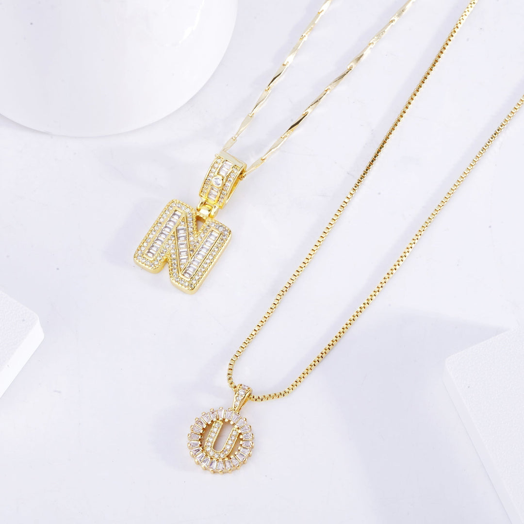 Golden Moissanite Letter Necklace Set VIP