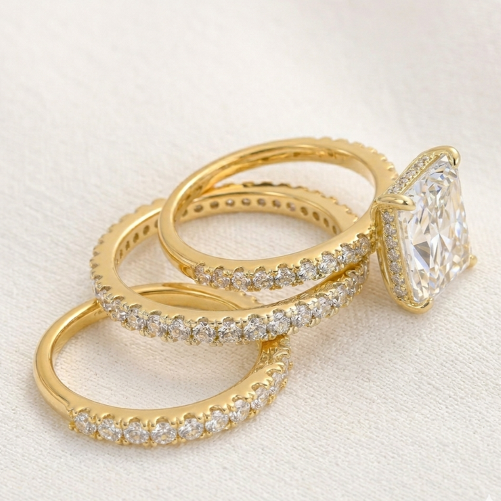 Gold Wedding Ring Set (3 Pieces)