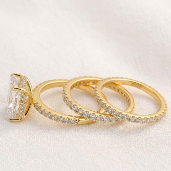 Gold Wedding Ring Set (3 Pieces)