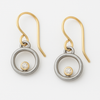 Vintage Gold Earrings with Silver Zirconia