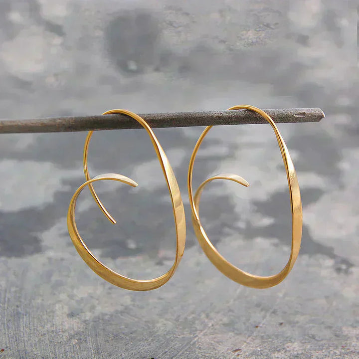 Gold Spiral Threader Earrings