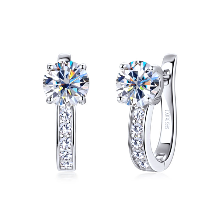 Gold Moissanite Huggie Earrings