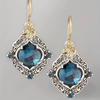Vintage Gold and Silver Earrings with Blue Crystals VIP