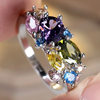 Vintage Silver Ring with Coloured Crystals VIP