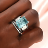 Silver Ocean Glass Ring