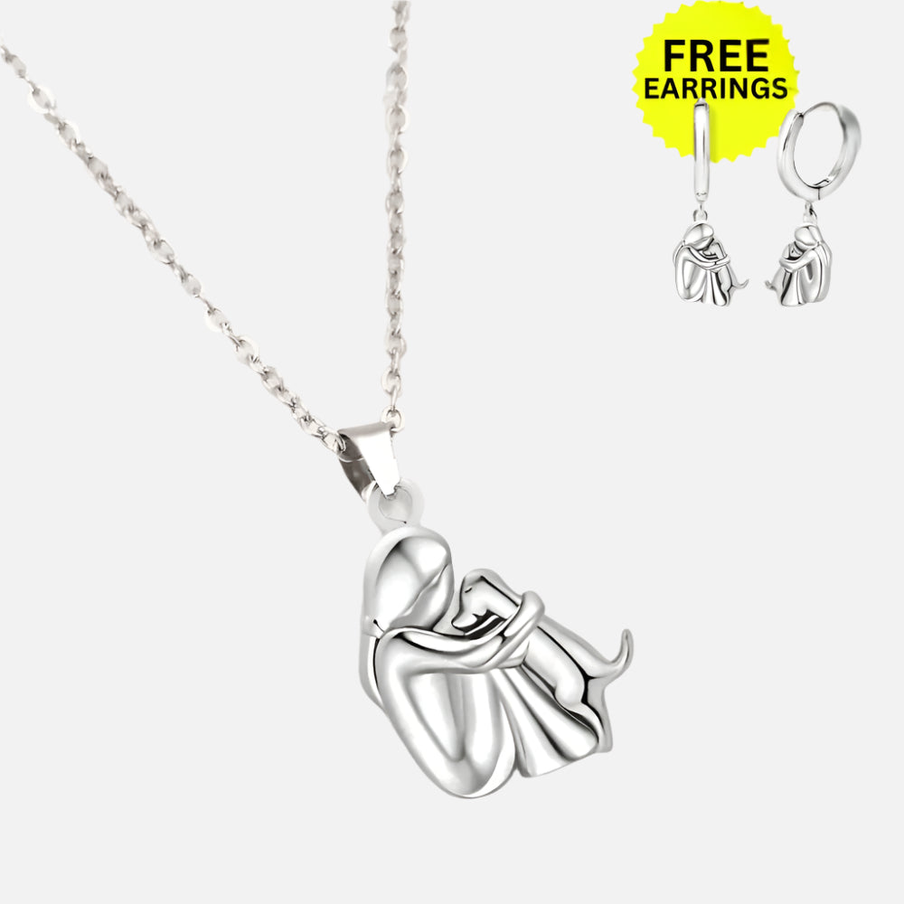 Hug Pendant with Matching Earrings