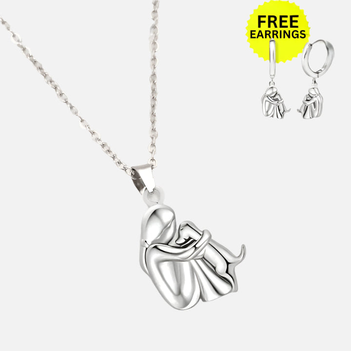 Hug Pendant with Matching Earrings