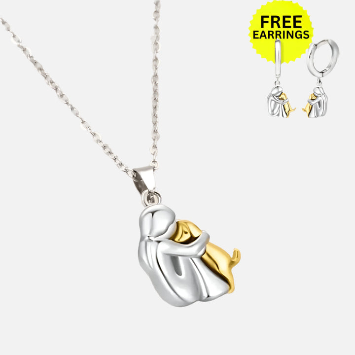 Hug Pendant with Matching Earrings