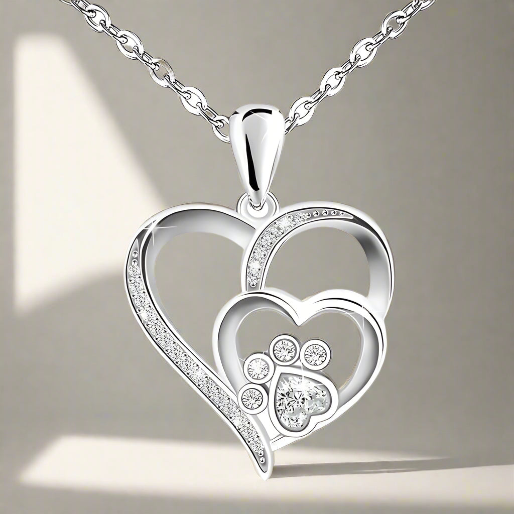 Silver Paw & Heart Necklace VIP