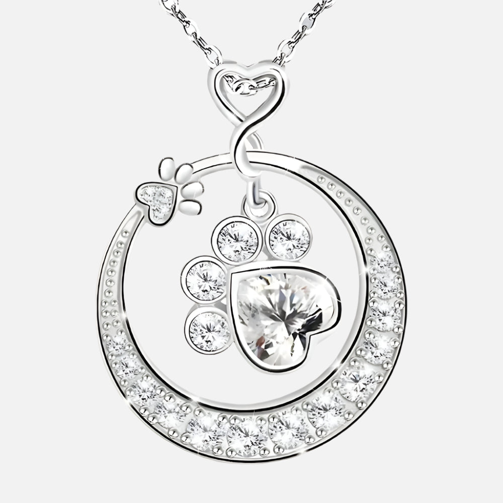 Silver Paw Necklace with Zirconia VIP