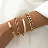 Gold Bangle and Chain Bracelet Set